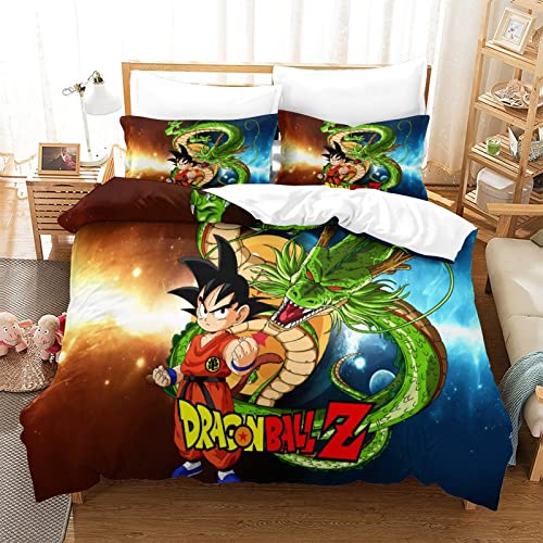 Juego De Ropa De Cama De Dragon Ball, Juego De Funda Nórdica De Goku, Juego De Camas para Dormitorio, Funda De Edredón De Moda, Ropa De Cama De 3 Uds con Funda De Almohada De Tamaño Doble