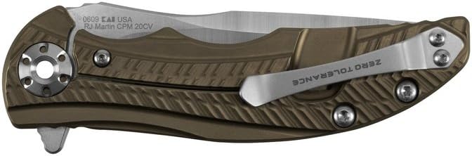 Tор Brаndѕ Zero Tolerance 0609 Pocketknife; 3.4-inch CPM 20CV Drop Point Blade with Two-Toned Finish; 3D Textured Titanium Handle, Anodized Bronze; KVT Ball Bearing Manual Open; Reversible Pocketclip; 3.3 oz Bеѕt Quаlіtу 🔥 Zero Tolerance 0609 Pocketknife; 3.4-inch CPM 20CV Drop Point Blade with Two-Toned Finish; 3D Textured Titanium Handle, Anodized Bronze; KVT Ball Bearing Manual Open; Reversible Pocketclip; 3.3 oz