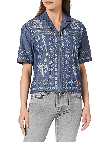 G-Star Raw Hawaii Hemd Printed para Mujer, Azul (Rinsed D19955-C611-082), L
