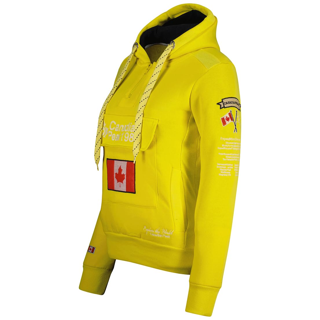 Canadian Peak Gyrelle Lady Damska bluza z kapturem i kieszeniami - Bluzy z długim rękawem Ciepła kurtka - Zamek błyskawiczny Sweter damski Wiosna Lato Jesień Zima (Neonowy Żółty M)