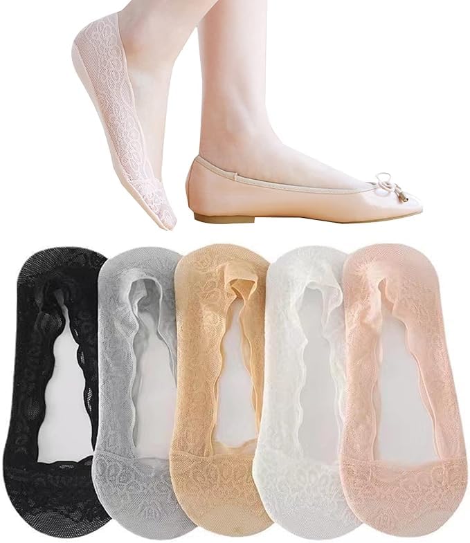 5 Pairs Liner Socks Flat Socks Causal Socks Non Slip Invisible Socks Low Cut Socks Women_Free Size,Multicolour-image-16
