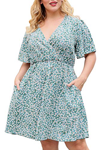 Image of Nemidor Women Plus Size Summer Dress Casual Boho Swing Pocket