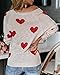 Tutorutor Womens Sexy V Neck Drop Shoulder Pullover Sweaters Oversized Cute Heart Love Print Knitted Fall Jumper Tops