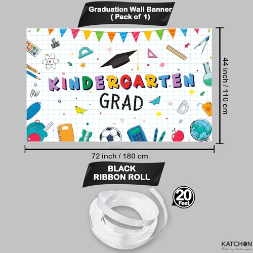 Image of KatchOn, Kindergarten Graduation Backdrop - Large 72x44 Inch | Kindergarten Grad Banner | Kinder Grad Backdrop | Graduation decorations 2026