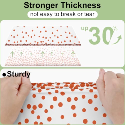 Image of Smiry Plastic Table Cloth Disposable 4 Pack, 54 x 108 Inch Rectangle Waterproof Tablecloth, Printed Gold Table Runner Style for Birthday Weeding, Party Decorations, Sturdy, White and Rust