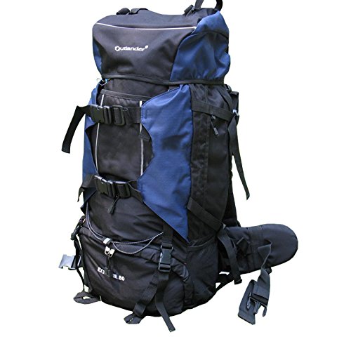 UNISTRENGH 80L Internal Frame Backpack Hiking Camping Backpacking Water Resistant Pack Trekking Bag with RainCover (Navy)