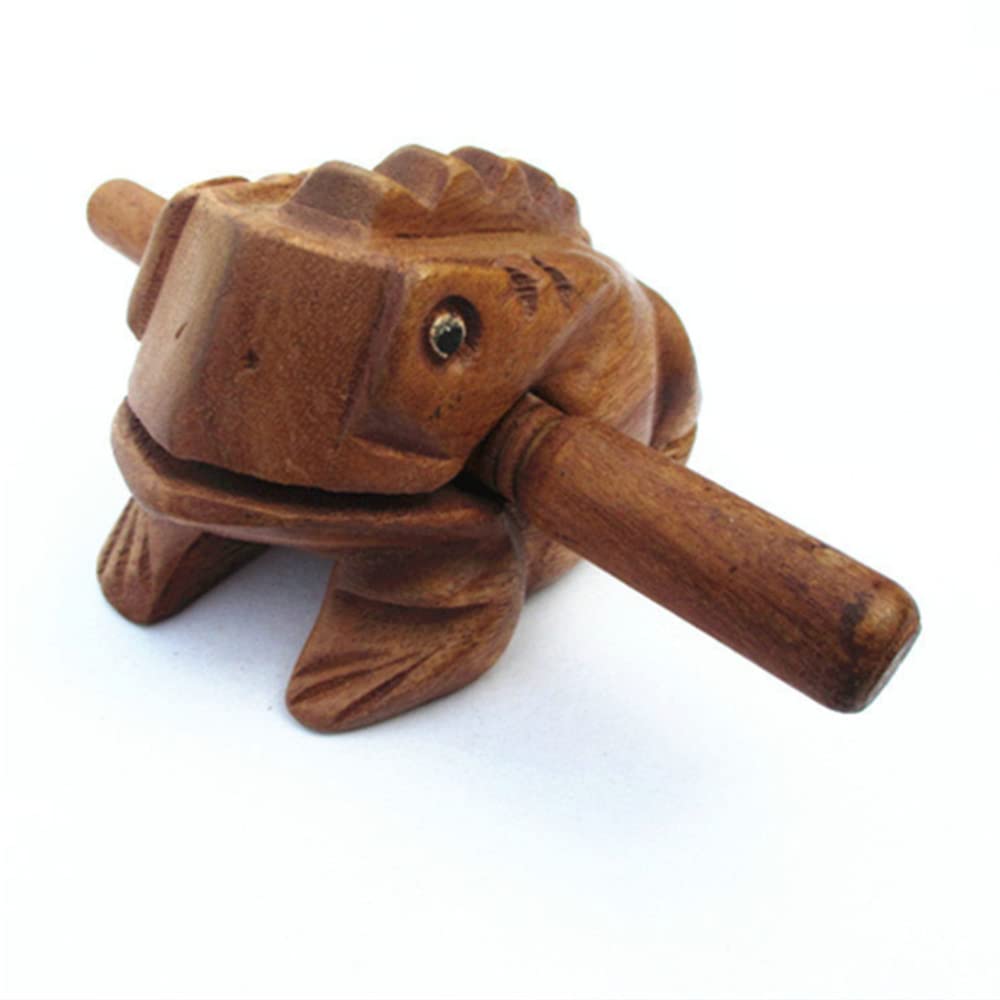 1 PCS Wooden Frog Mini Wooden Frog Croaking Percussion Instrument Musical Instrument Croaking for All Ages（2.75*1.96*1.96 inches）