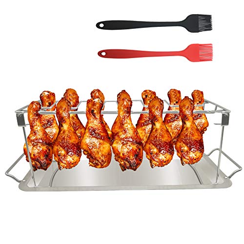 VIKEYHOME Chicken Leg Wing Grill Rack 14 Slots Stainless Steel Metal