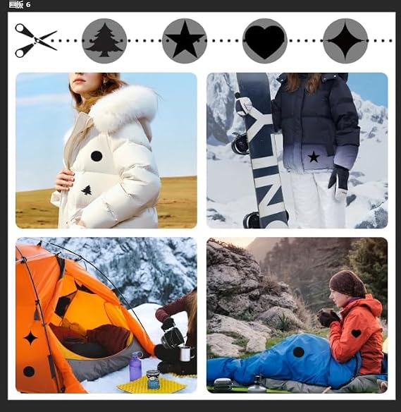 4set Puffer Down Jacket Repair Patch Kit, Black Fabric Patches & Self Adhesive Tape Alternative for Jackets, Clothing Repair Tape with Waterproof Stick On Patches