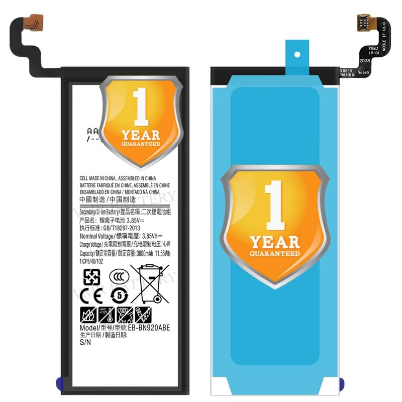 Image of Original EB-BN920ABE Battery Compatible for Samsung Galaxy Note 5 (SM-N920, SM-N920T, SM-N920A, SM-N920I, SM-N920G, SM-N920F, SM-N920S, SM-N920L, SM-N920K, SM-N9200) - (3000mAh) - 1 Year Warranty K7