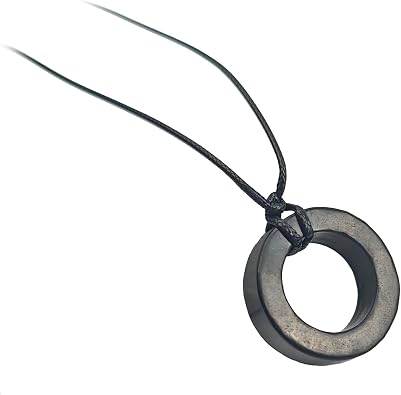 Shungite Negative Energy Protection Pendant Round Healing Stone Necklace with Adjustable Cord, Natural Energy Balancer for Wellness and Calm