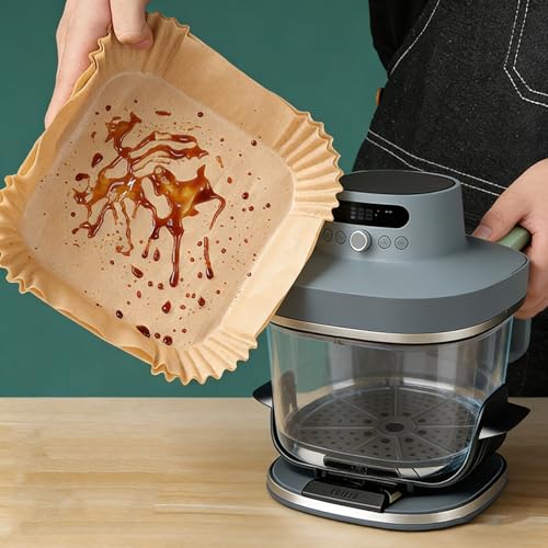 Image of 200PCS Air Fryer Liners Disposable for Ninja Crispi Pro 6-in-1 Glass Air Fryer 6QT AS101CY | AS101DG | AS101LG, Parchment Paper for Instant Pot, COSORI, Chefman 6 qt Airfryer,Ninja Crispi Accessories