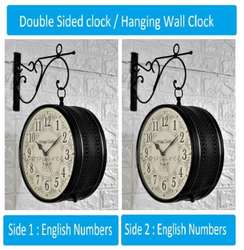 Image of Vintage Clock Handcrafted Double Side Wall Clock 1 Year Warranty / 65701-12-HR