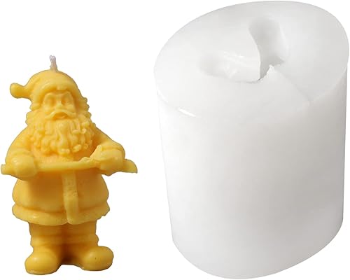 BOOWAN NICOLE Molde de silicona para vela de Papá Noel de Navidad molde de silicona 3D para manualidades pastel de jabón chocolate fondant hecho a