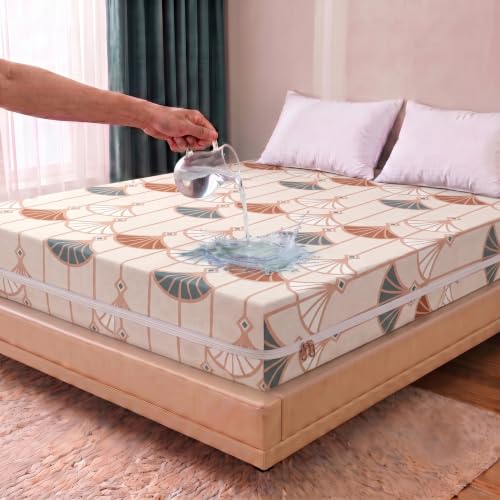 Image of WELLFIT Waterproof Premium Glace Cotton 300 TC Mattress Protector King Size | 78x72x6 Inches | Bed Cover with Zip | Mattress Cover with Zipper Chain | 6x6.5 Ft Mattresses