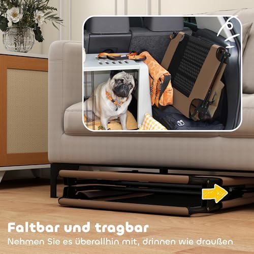 PawHut Hundeliege Outdoor, Erhöhtes Hundebett für große Hunde, klappbar Haustierliege mit Mesh Stahlrahmen Füßen, Haustierbett für Draußen Camping, 107x61x20 cm, Kaffee