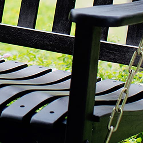Cambridge Casual Solid Wood Bentley Porch Swing, Black – Durable Outdoor Swing for Patio, Porch, Garden, Deck – Comfortable, Weather-Resistant Wood Swing for Relaxation