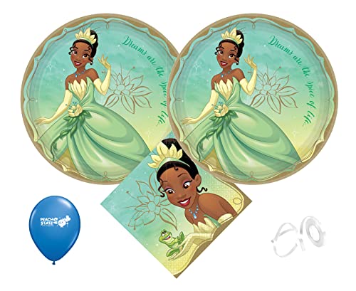 Princess and the Frog Tiana Birthday Party Supplies Pack with Plates and Napkins for 16 Guests by Amscan
