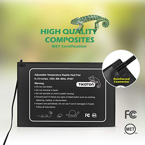 Tikaton Reptile Heat Pad - Adjustable Temperature Under Tank Heater For 10-20Gal/30-40Gal Tank, Terrarium Heat Mat For Turtle/Snake/Lizard/Frog/Spider/Plant Box thumb #4