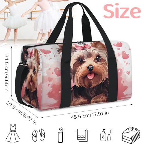 Pink Gym Bag for Women, Duffle Bag for Travel Sport, Lightweight Waterproof Carry on Weekender Dance Yoga Workout Bags, Cute Dogs2