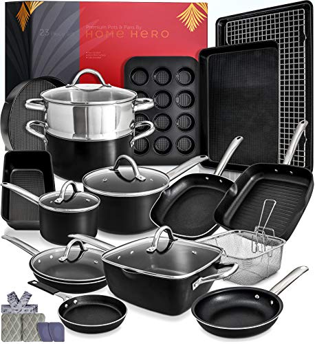 Kitchen Pots and Pans Set Nonstick Induction Cookware Sets -23pc Induction Pots and Pans for Cooking Kitchen Cookware Sets with Frying Pans Nonstick Pots and Pans Set Non Sticking Pan Set Cookware Set