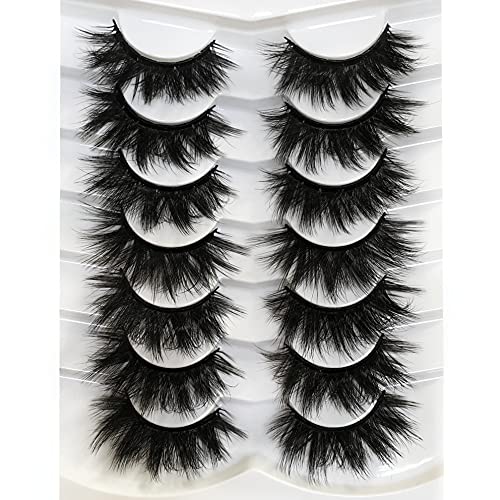 Pooplunch Faux Mink Lashes Dramatic 20MM False Eyelashes 7 Pairs Pack Fluffy 8D Thick Long Fake Eye Lashes Multipack