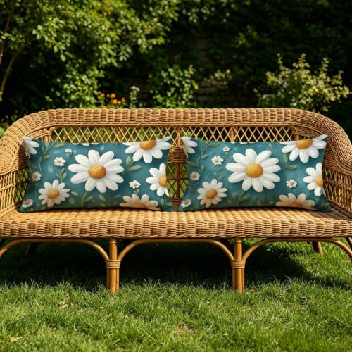 Taie oreiller 40x60 imperméable extérieur en lin à fleurs lot de 2 - 5