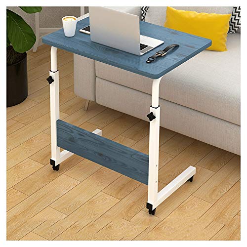 DZWLYX Ruedas Sofá Mesa Mesas Altura Regulable Ligera Marco De Metal Adecuado para Dormitorio, Sala De Estar, Sofá Mesa de Centro de Sala (Color : Blue Pine, Size : 60x40x85cm)