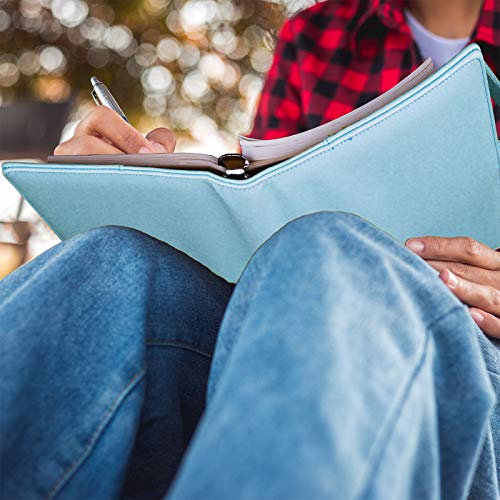 Image of Antner A5 Notebook Binder 6 Ring Refillable Budget Planner Cover for Cash Organizer, PU Leather Loose Leaf Photocard Holder Aesthetic Binder with Magnetic Buckle for A5 Planner Inserts, Mint Blue