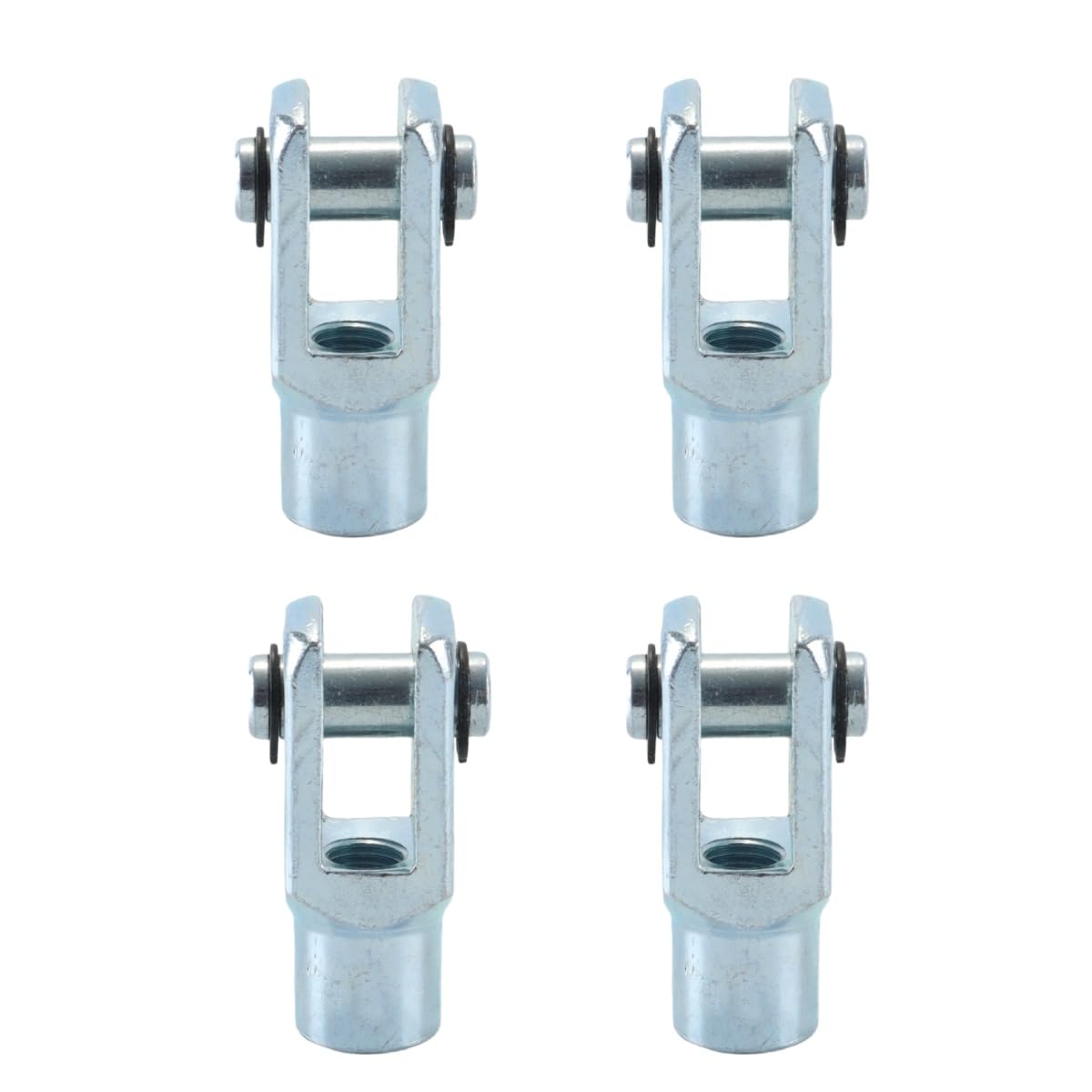 Ludom 4pcs M10x1.25 Right Hand Thread Clevis Fork End Long Joint Zinc Plated Steel Joint for Agricultural Construction Hydraulic Systems