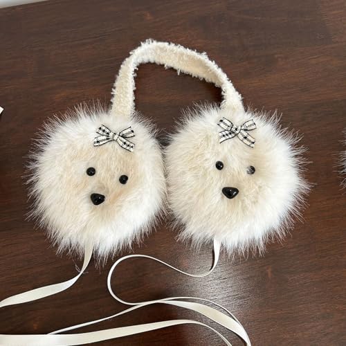 Furry Plush Cartoon Dog Earmuffs For Cold Weather Outdoor Winter Activity Ear Covers Bowknot Ear Protectors For Student4