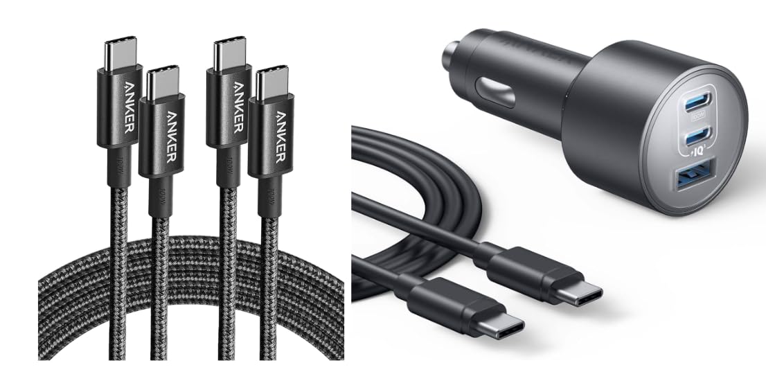 Amazon.com: Anker USB C Cable (6ft 100W, 2Pack), USB 2.0 Type-C Fast  Charging, 167.5W Max 10-Port Ultra-Compact Car Charger : Cell Phones &  Accessories