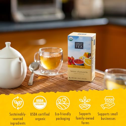 Image of Organic Lemon Chamomile Tea - Caffeine Free Herbal Tea - 20 Bags