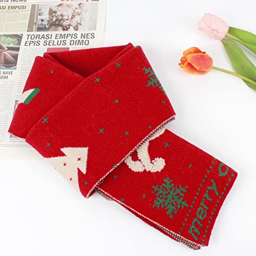 Unisex Christmas Reindeer Snowflake Snowman Scarf Fall Winter Warm Knit Long Scarf3