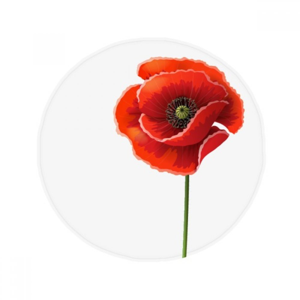 Tapis rond anti-dérapant fleur de pavot rouge 80 cm pour cuisine et salon