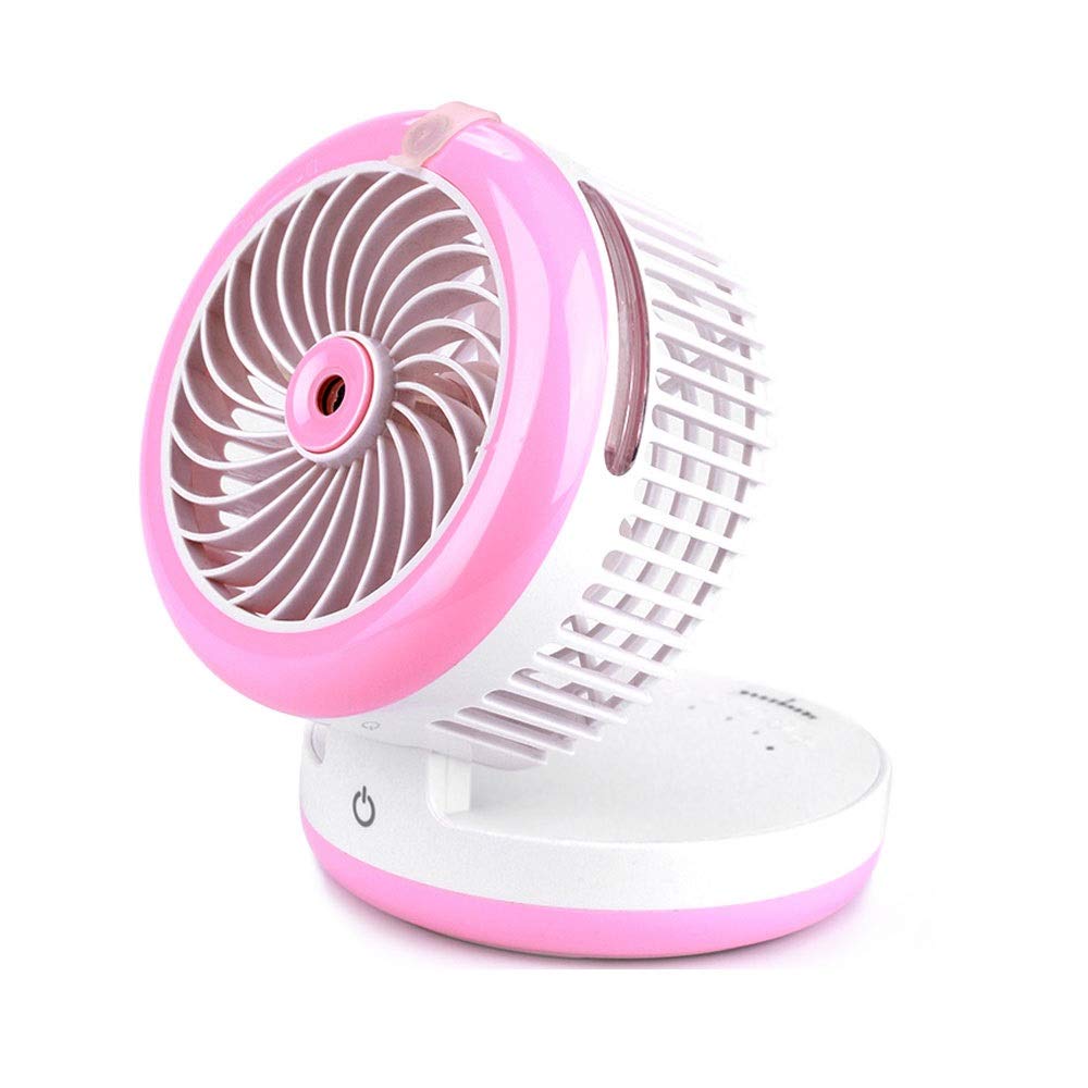 WPCBAA USB Rechargeable Battery Operated Fan, Water Spray Desk Fan, Mini Portable Fan, Humidifier Fan, Personal Mini Desk Fan (Color : Pink)