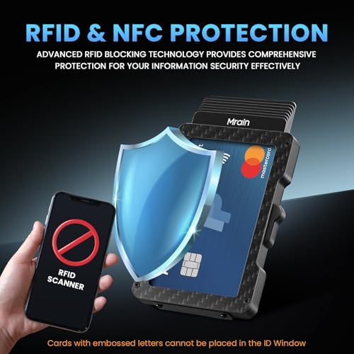 Minimalist Wallet for Men, Slim Aluminum Metal Money Clip Card Holder, RFID Blocking Pop Up Card Case, Mens Wallet with ID Window, Front Pocket Wallet, Gifts for Him (Carbon Fiber)4