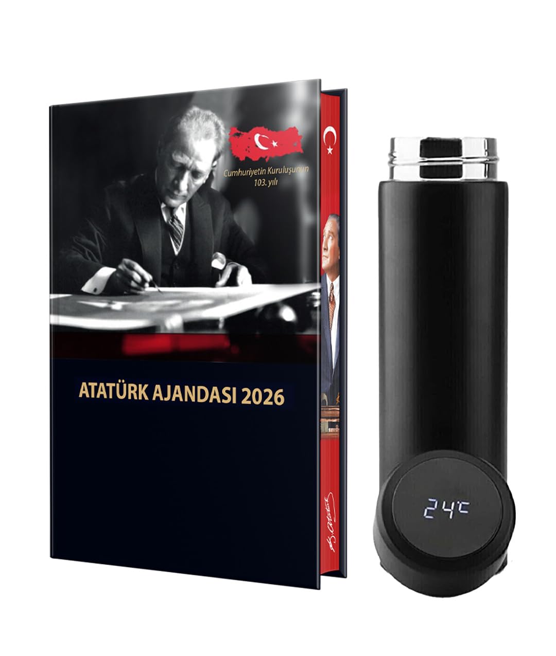 2026 Atatürk Ciltli Ajanda ve Dereceli Termos