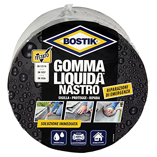 Bostik Gomma Liquida Nastro 5Mt, Nero, ‎7.7 X 12.2 X 12.2 Cm 960 Grammi