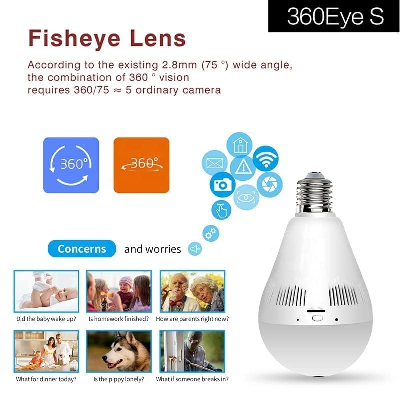 Image of DDLC 3MP Indoor WiFi Light Bulb Camera for Home Security with 360 View | Smart LED Wireless Light Socket Bulb | Motion Detection & Mobile App V380 Pro (Bulb Camera)