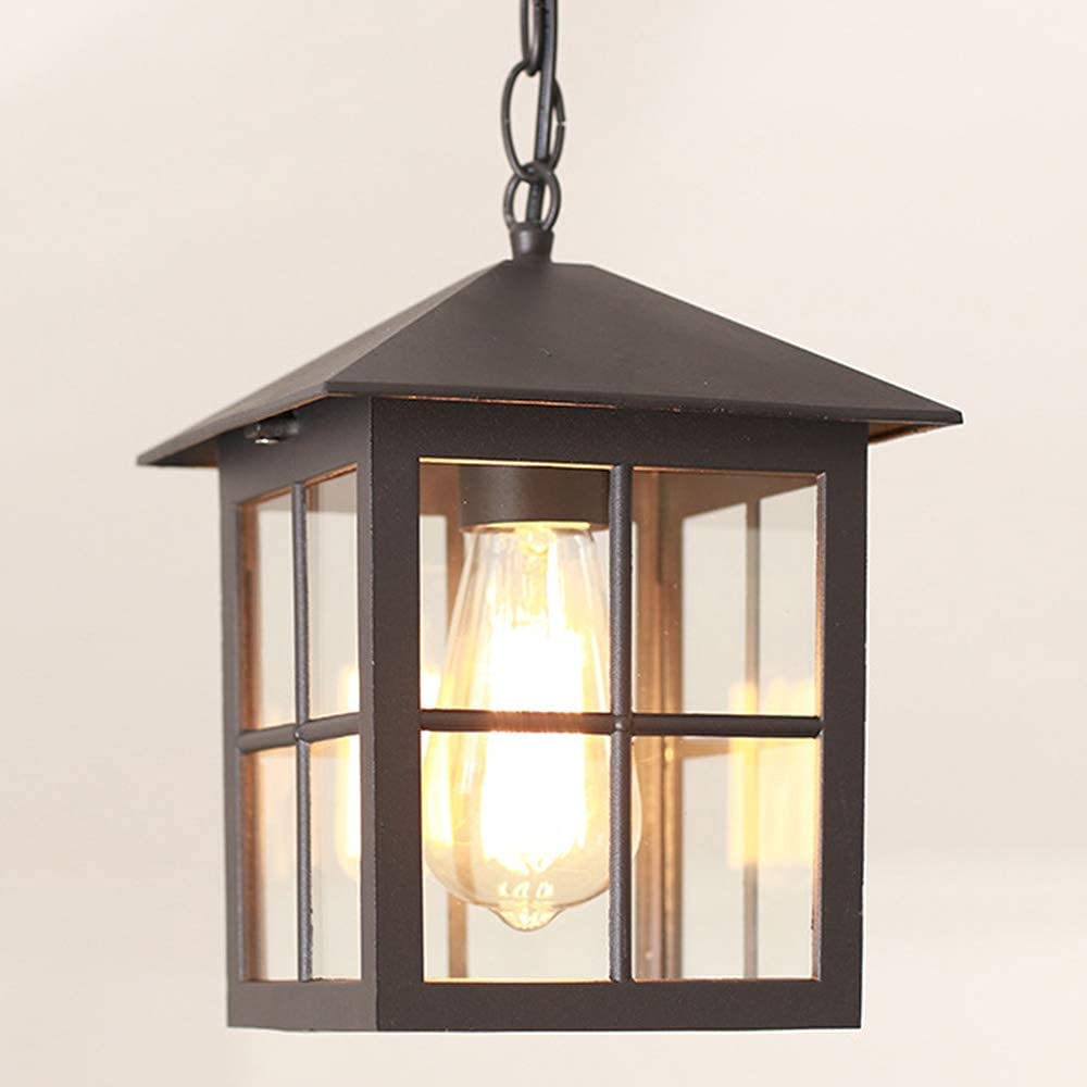 LYMSXAZOU Vintage Industrial Pendant Lights - Waterproof Ceiling Chandelier for Outdoor & Indoor Use Adjustable Height Aluminum Glass Ideal Porch Corridor Villa Yard E27 Bulb (Style B)