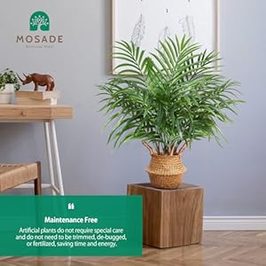 MOSADE Artificial Palm Tree 28Inch Fake Potted Areca Palm Plant with Handmade Seagrass Basket, Perfect Faux Tree Home Décor for Indoor Outdoor Office Porch Balcony Bedroom Bathroom Gift MOSADE Artificial Palm Tree 28Inch Fake Potted Areca Palm Plant with Handmade Seagrass Basket Perfect Faux Tree Home Decor for Indoor Outdoor Office Porch Balcony Bedroom Bathroom Gift