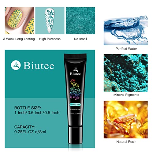 Biutee Nail Stamping Plates Kits 12Pcs Nail Stamping Polish Gel 5 Templates 1Nail Scraper 1 Anti-Overflow Nail Latex 1 Double-Headed Stamper And Two Silicone Head #TOP3