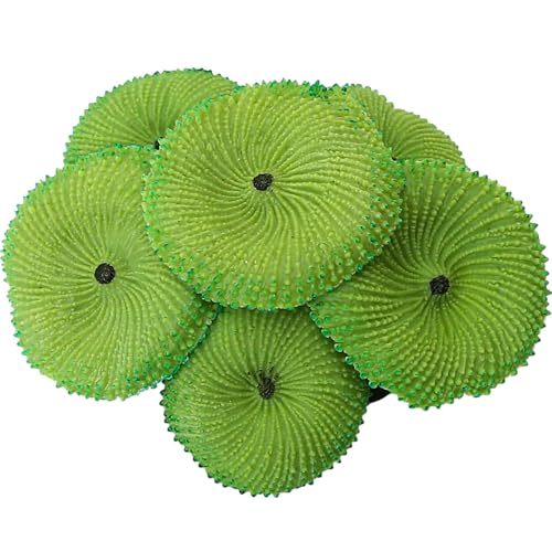 Image of BuleVina Green Coral Fake Artificial Decor Plant 3''x1'' - Premium Quality Multicolor Reef Resin Sculpture Aquarium Decorations for Fish Tank Landscape Ornament