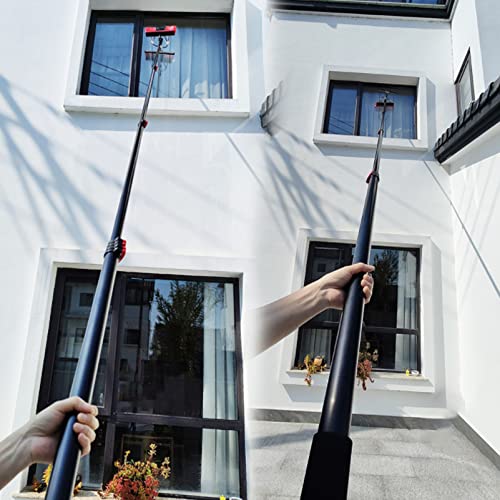 Genérico Kit telescópico para Limpieza de Ventanas de 4 a 12 m: pértiga con Suministro de Agua, rasqueta y Cepillo para una Limpieza sin Esfuerzo de Cristales Exteriores, techos y Paneles solares. ¡A