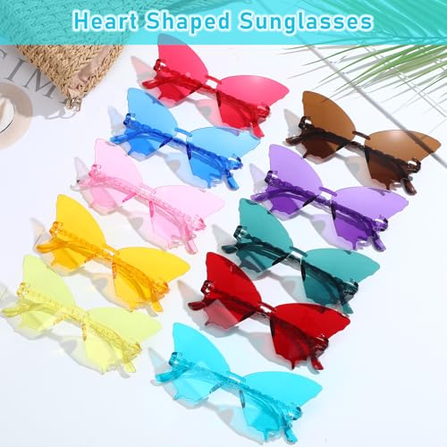 Xuhal Rimless Butterfly Sunglasses for Women Colorful Butterfly Shaped Glasses for Halloween Christmas Party Favors3