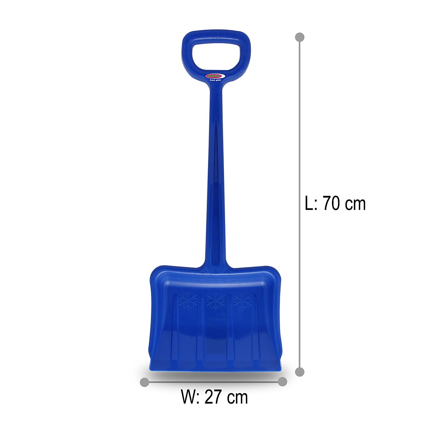 Jamara 460400 - Snow Play Pala da neve Tally 70 cm blu – Plastica robusta e stabile, Maniglia forma a D, Rinforzi nella struttura