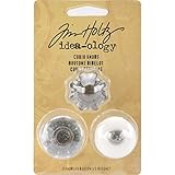 Curio Knobs by Tim Holtz Idea-ology, 3 per Pack, 1 x 7/8 Inches, White and Clear, Metal and Plastic, TH92840