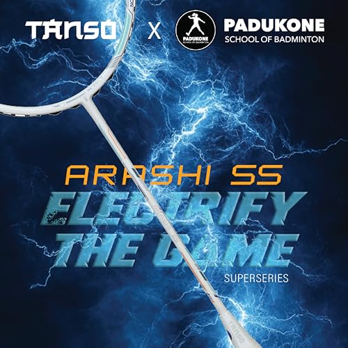 Image of TANSO Arashi SS Strung Badminton Racket (35 Lbs Tension, Recommended by Padukone School of Badminton, 77 Grams Ultra Light Weight Full Carbon Fiber with Premium Strings and Full Racquet Cover)