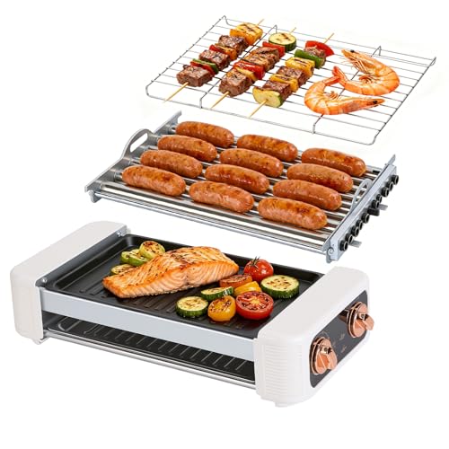 3-in-1 Electric Hot Dog Roller Machine Electric Sausage Grill Cooker with & Griddle 6-Roller...